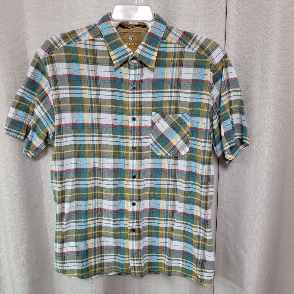 Kuhl Button Up Short Sleeve Shirt Men's Size XL Plaid 100% Organic Cotton - Picture 1 of 11